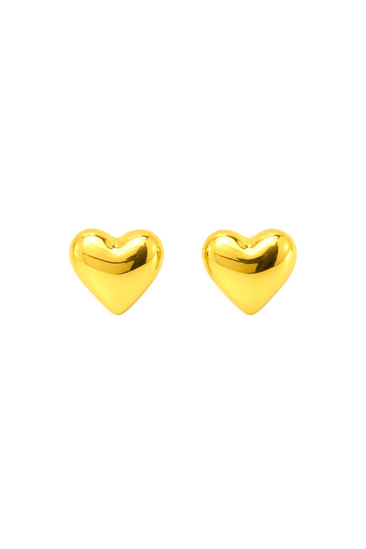 14K Gold Puffy Heart Stud Earrings – Stainless Steel