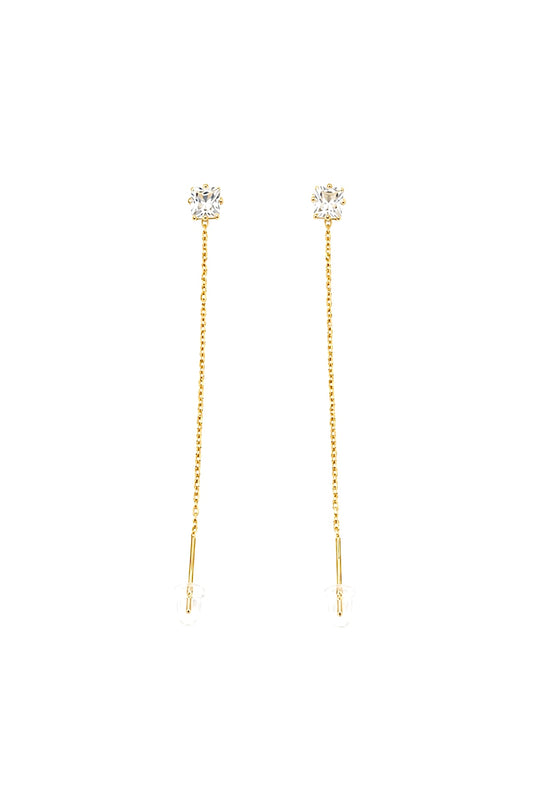 Gold Crystal Threader Earrings – 14k Surgical Stainless Steel (8cm)