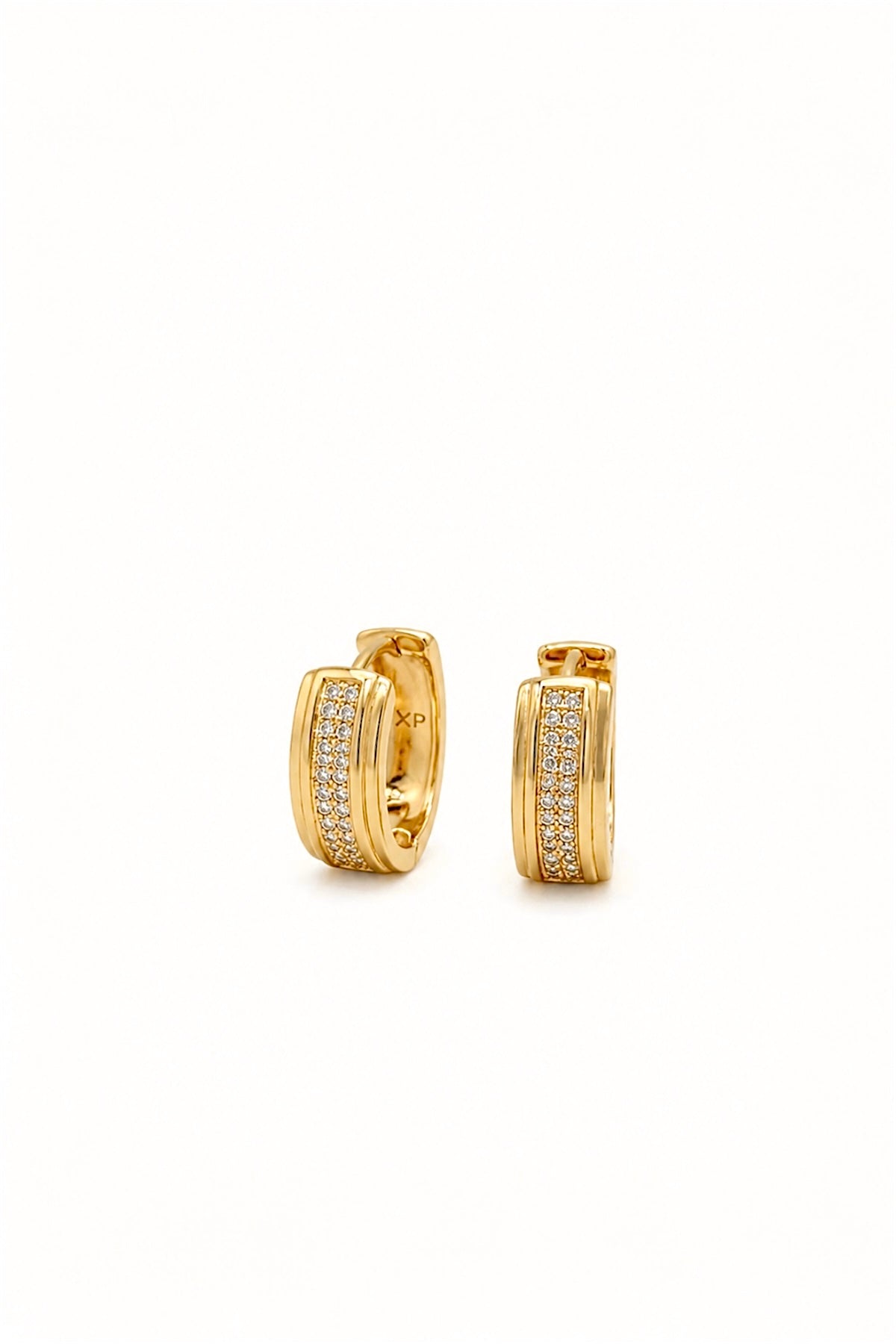 18K Gold Plated Crystal Huggie Earrings