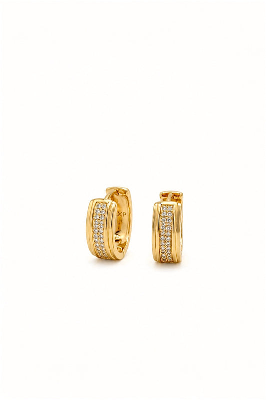 18K Gold Plated Crystal Huggie Earrings