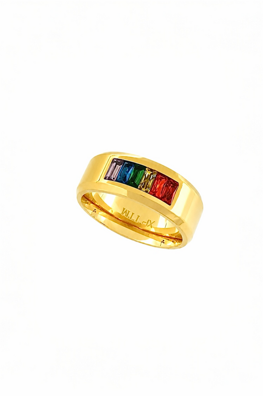 Aurora Rainbow Ring – 14K Gold Plated Surgical Steel