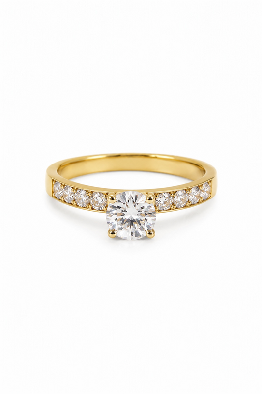 Elegant Crystal Ring – 14K Gold Plated Surgical Steel