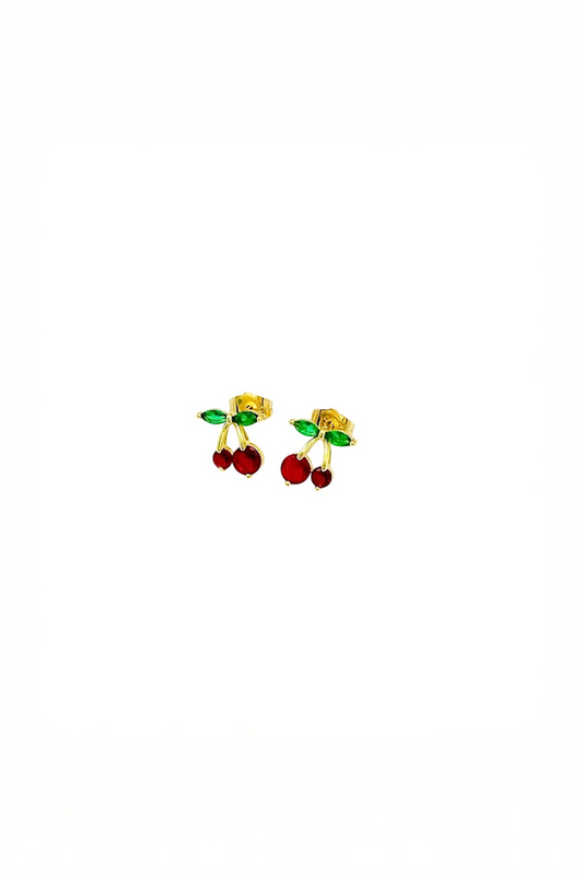 Cherry Stud Earrings – 14K Gold Plated Copper