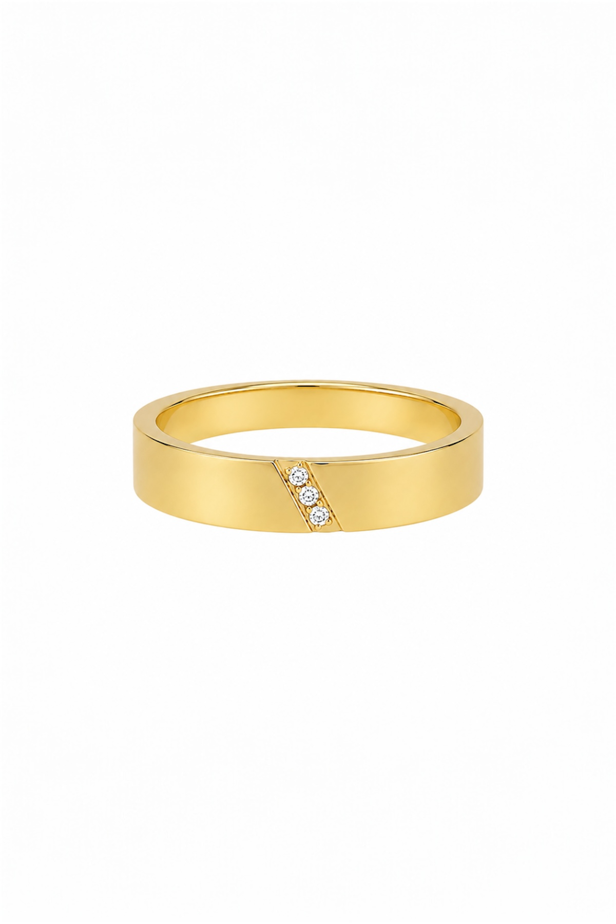 Trio Crystal Ring – 14K Gold Plated Surgical Steel