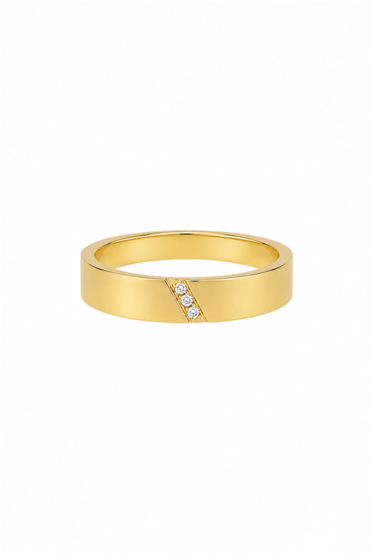 Trio Crystal Ring – 14K Gold Plated Surgical Steel