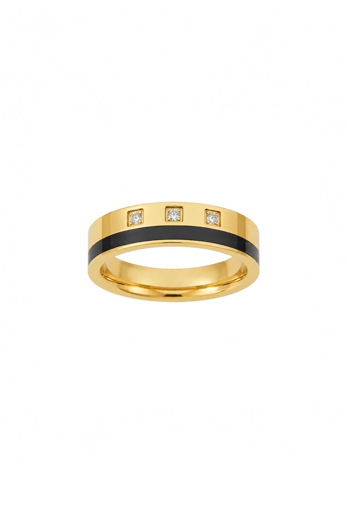 Noir Crystal Ring – 14K Gold Plated Surgical Steel