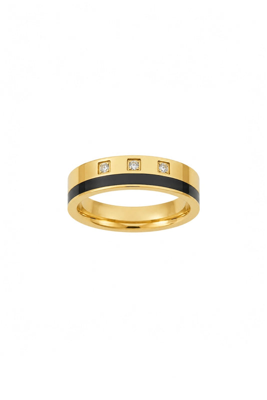 Noir Crystal Ring – 14K Gold Plated Surgical Steel