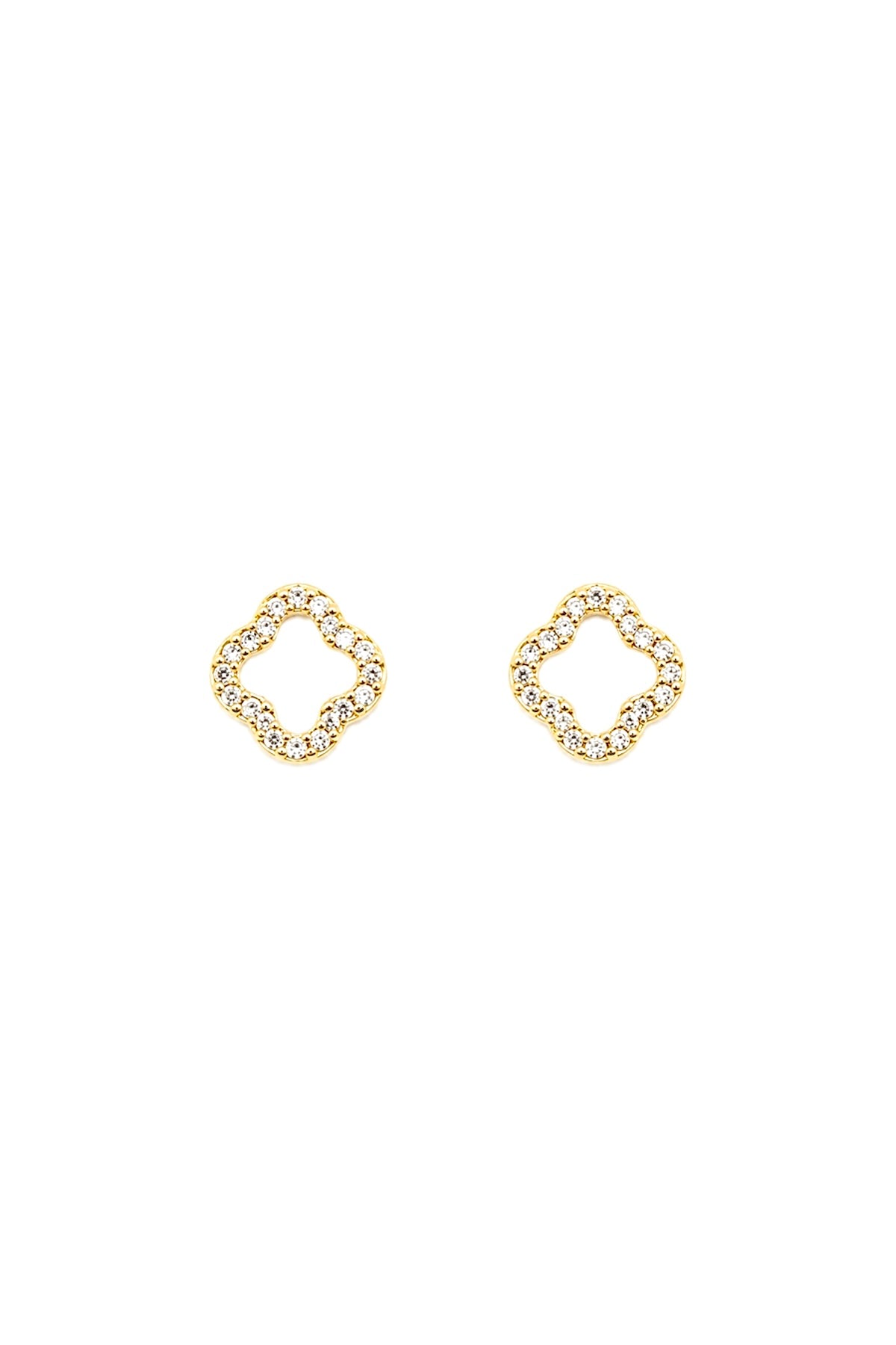 14K Gold Stainless Steel White Clover Stud Earrings – 6mm