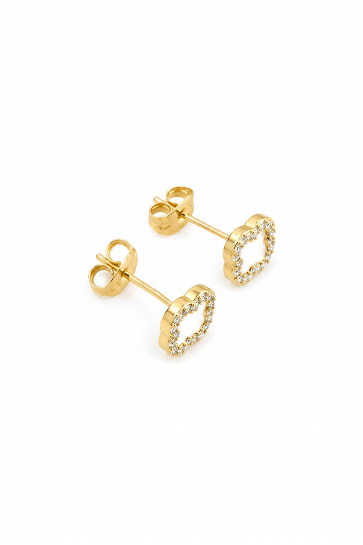 14K Gold Stainless Steel White Clover Stud Earrings – 6mm