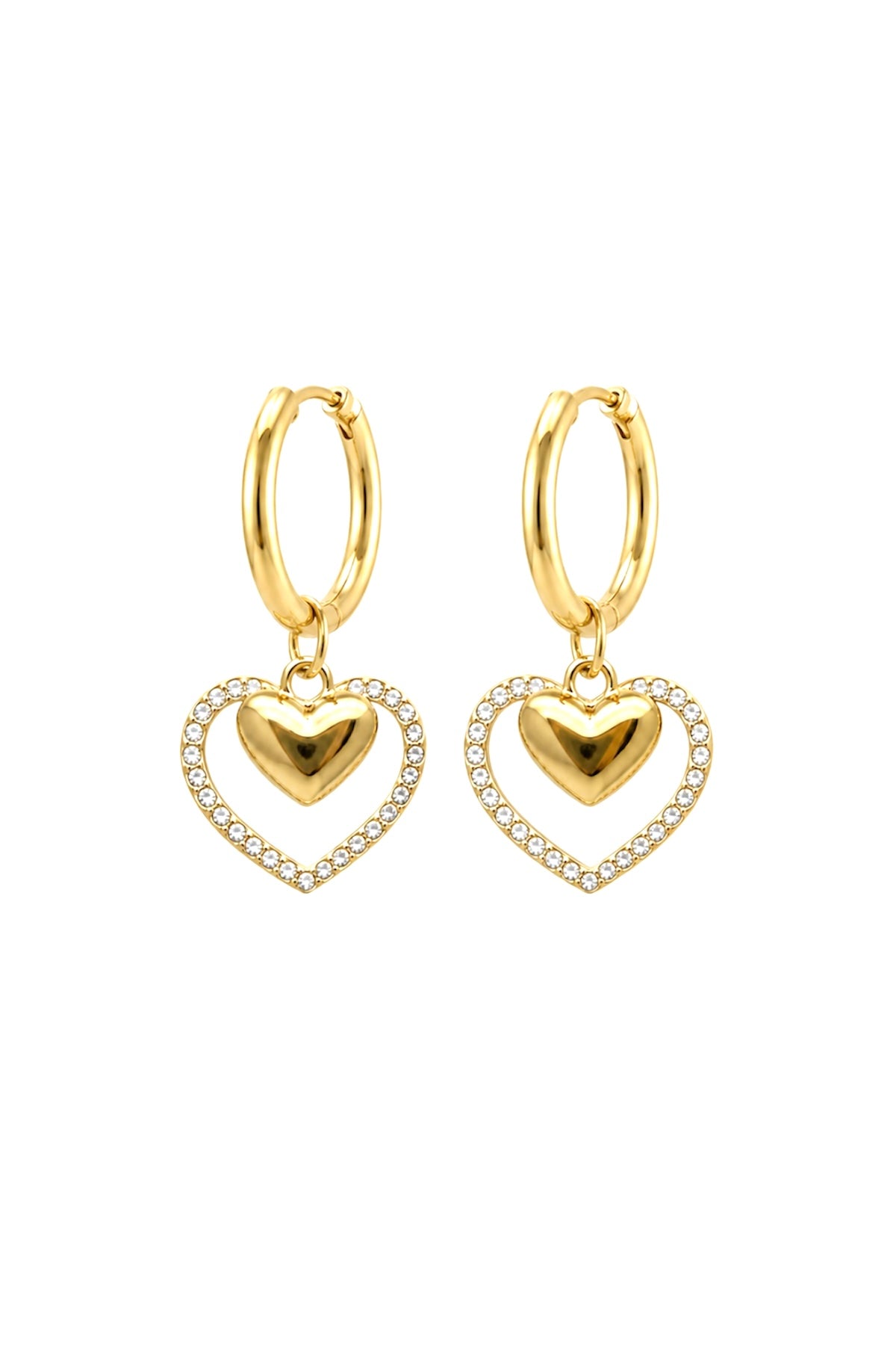 14K Gold Stainless Steel Heart Hoop Earrings
