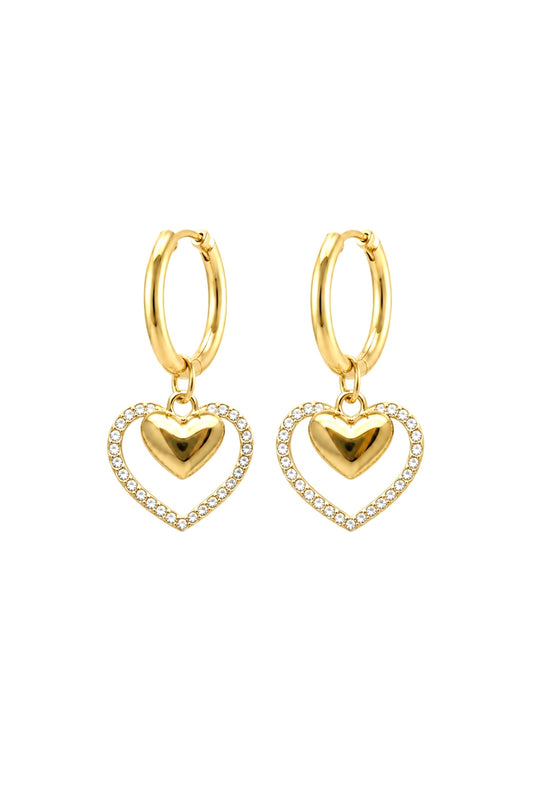 14K Gold Stainless Steel Heart Hoop Earrings