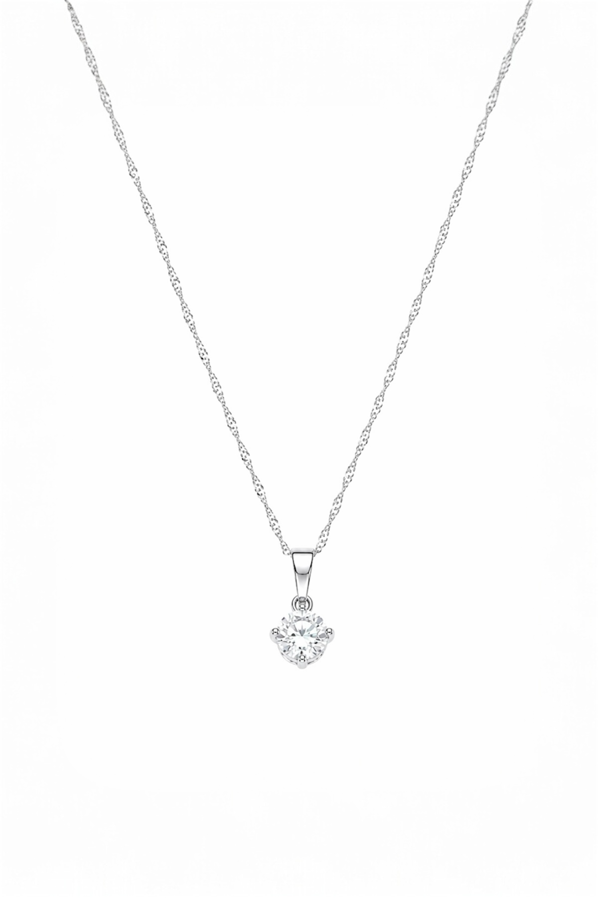 Crystal Zirconia Pendant Necklace – Silver Plated