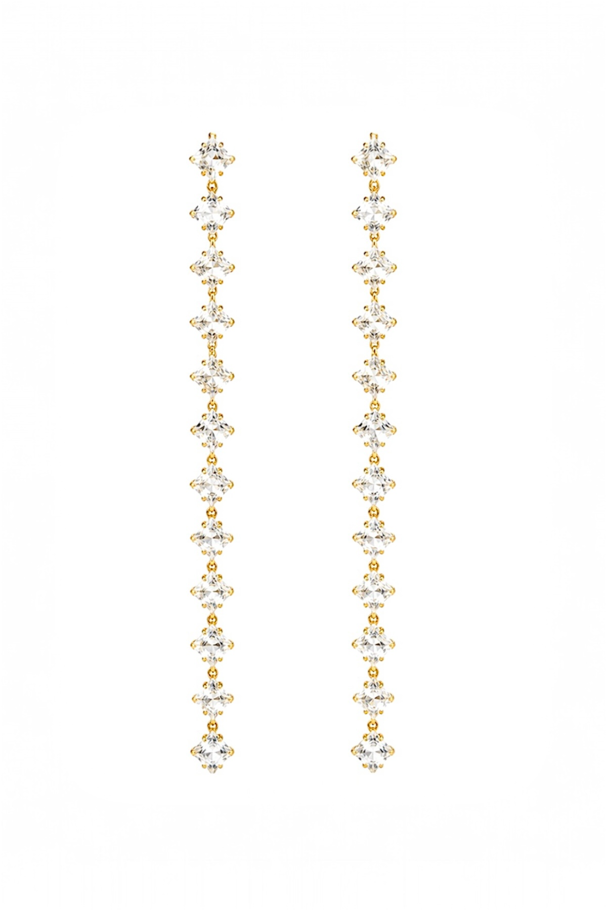 Crystal Tassel Drop Earrings 14K Gold Plated Surgical Steel
