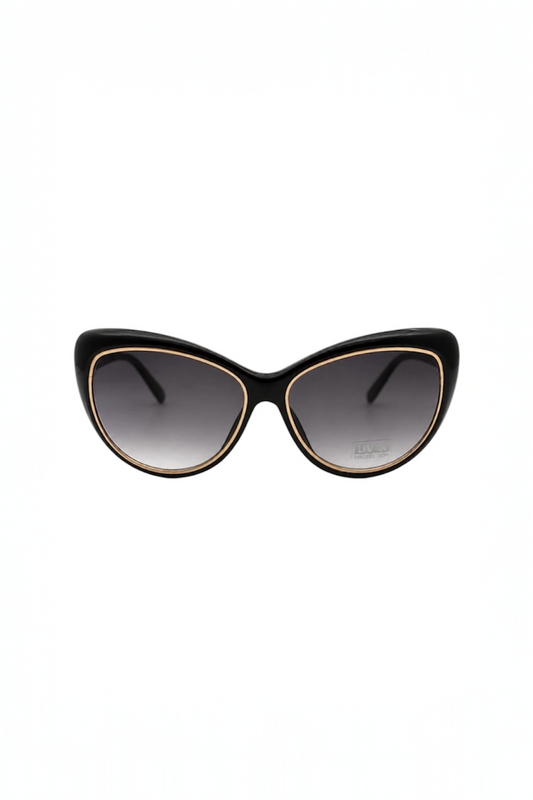 Black Cat Eye Sunglasses with Gold Trim