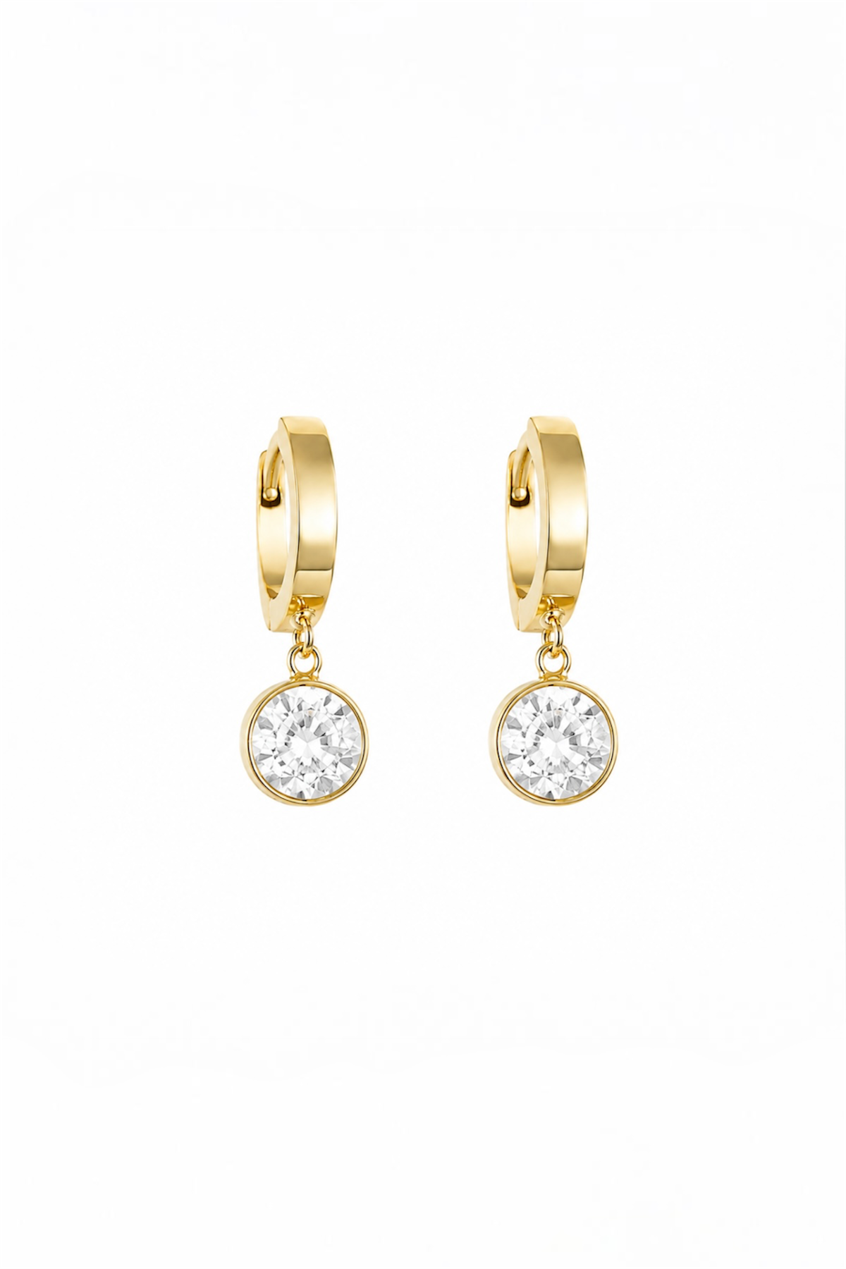 Gold Hoop Earrings with Crystal Charm – 14K Gold Plated Surgical Steel