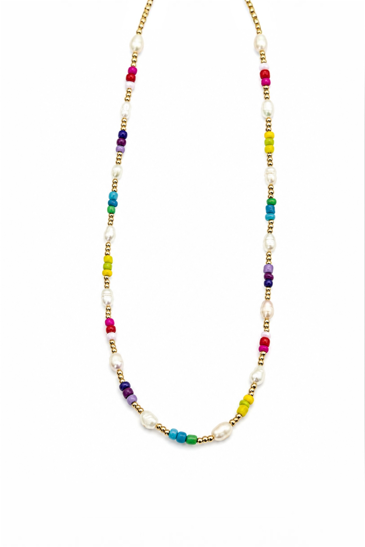 Rainbow Pearl Necklace - 14K Gold Plated Surgical