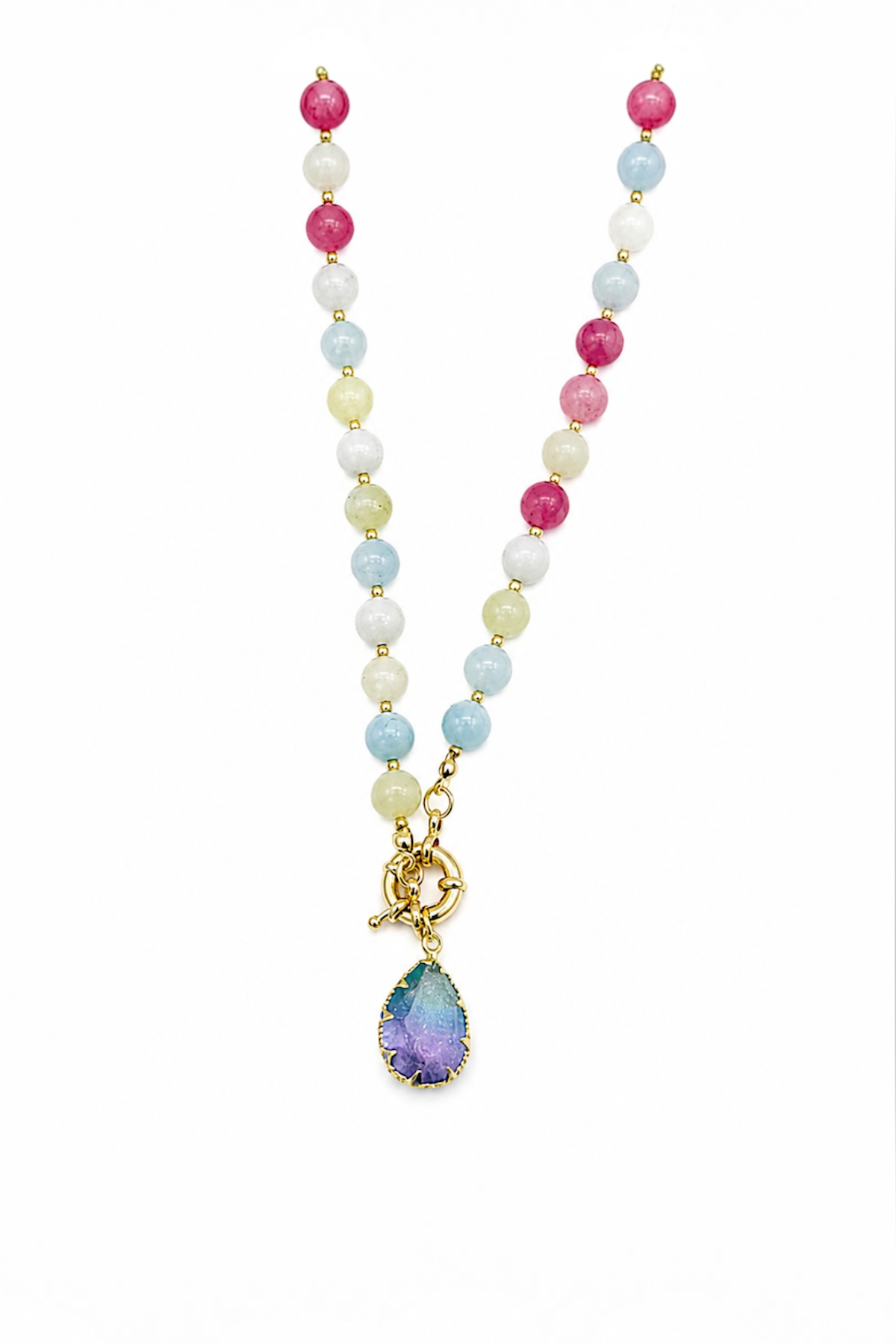 Pastel Aura Drop Necklace - 14K Gold Plated