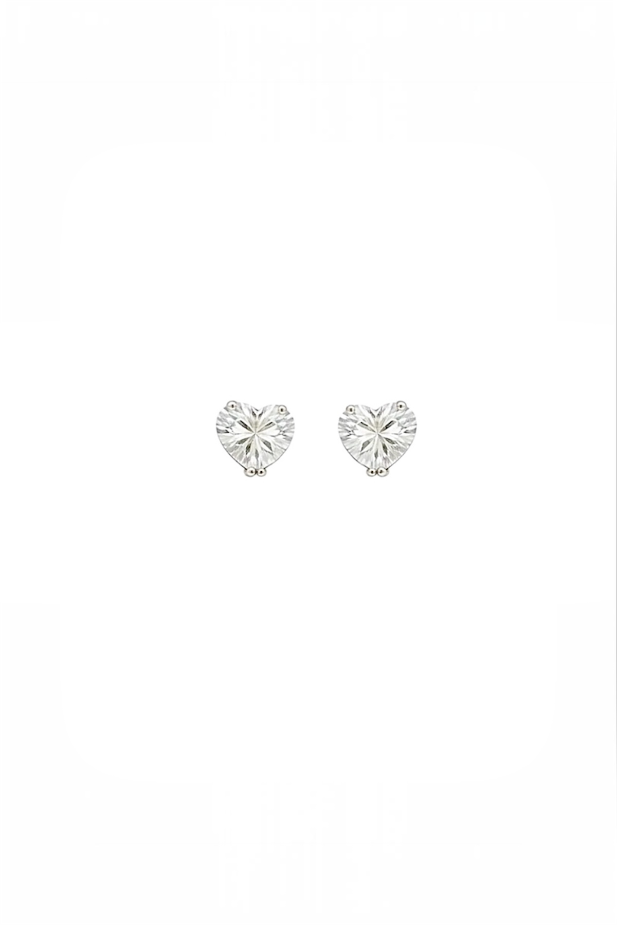 Silver Heart Stud Earrings – 7mm Cubic Zirconia Hypoallergenic Copper