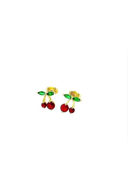 Cherry Stud Earrings – 14K Gold Plated Copper