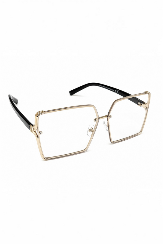 Gold Square Clear Lens Glasses
