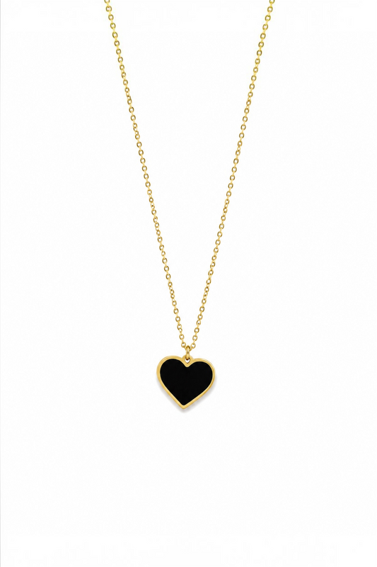 Black Heart Necklace – 14k Gold Plated Surgical Stainless Steel