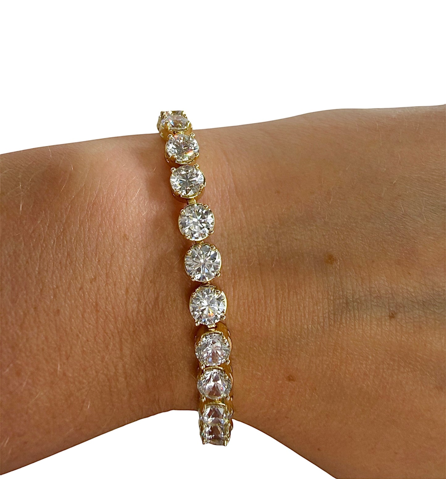Cubic Zirconia Gold Tennis Bracelet  – 14k Gold Plated Copper