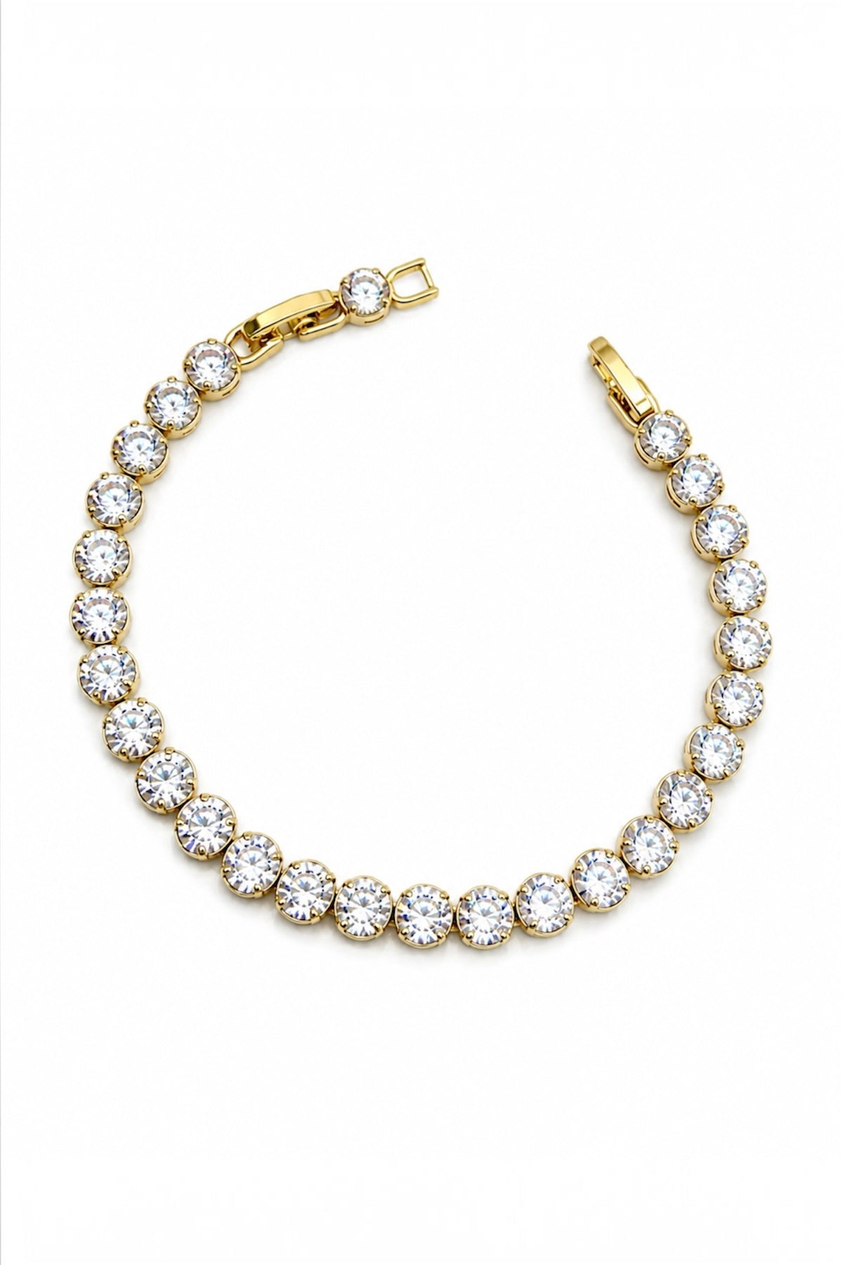 Cubic Zirconia Gold Tennis Bracelet  – 14k Gold Plated Copper