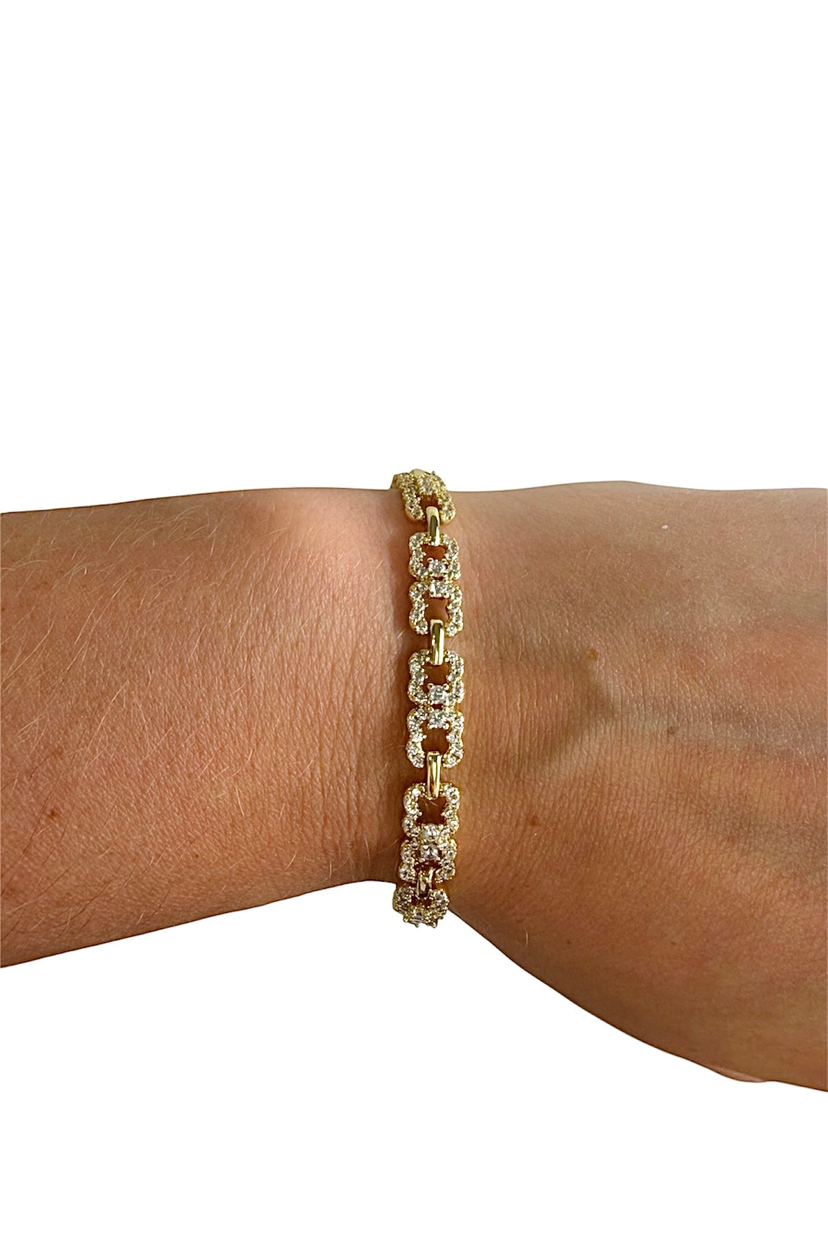 14K Gold-Plated Sparkling Link Bracelet