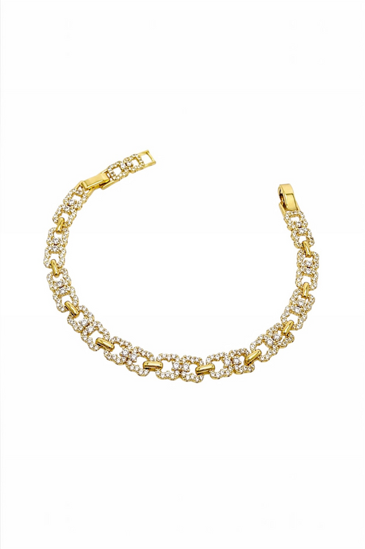 14K Gold-Plated Sparkling Link Bracelet