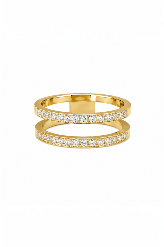 Dual Sparkle Ring – 14K Gold Plated Surgical Steel