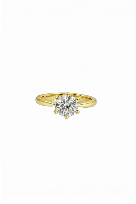 Solitaire Ring with Cubic Zirconia 14K Gold Plated- Copper