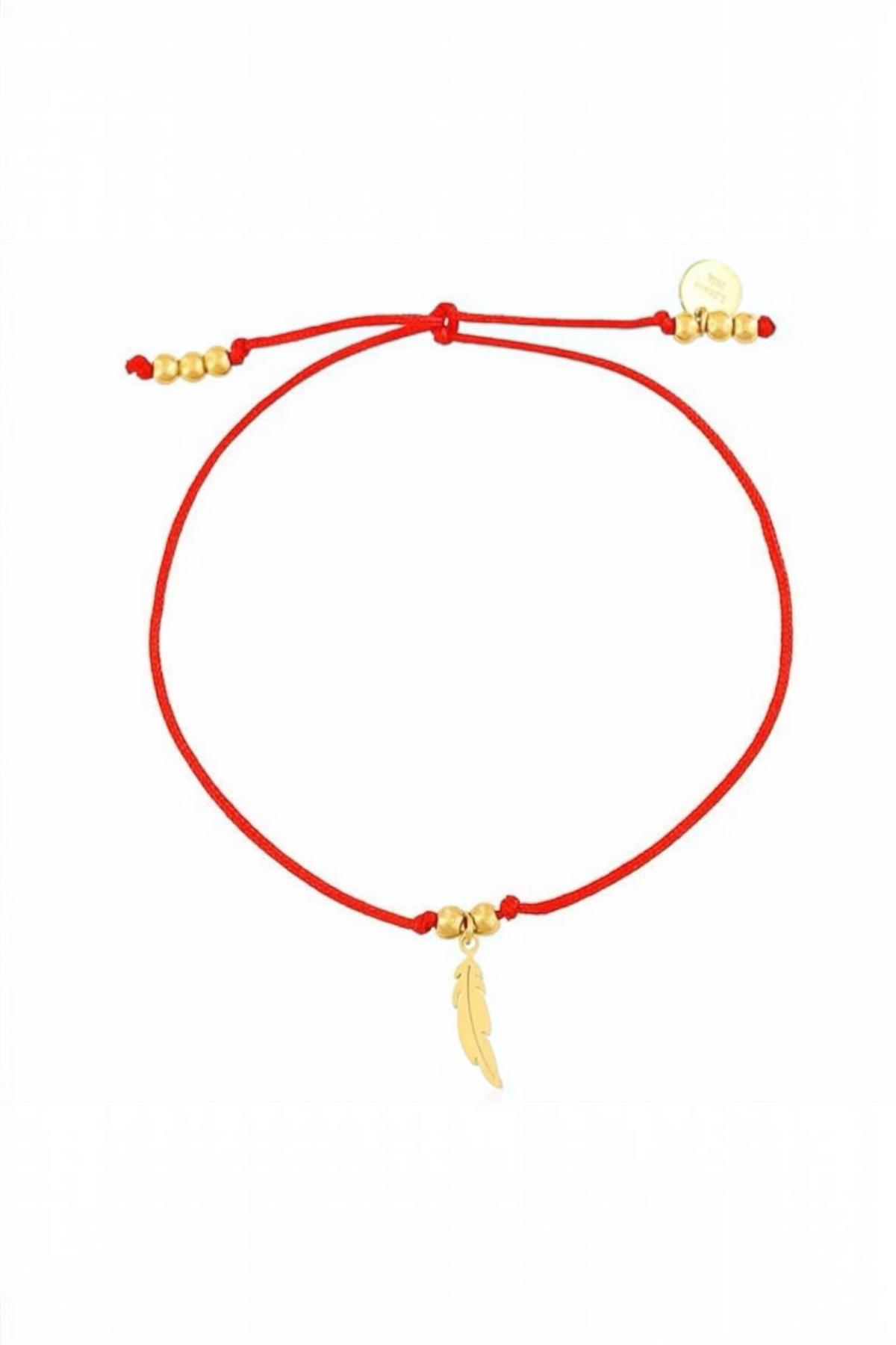 Red Cord Feather Charm Bracelet
