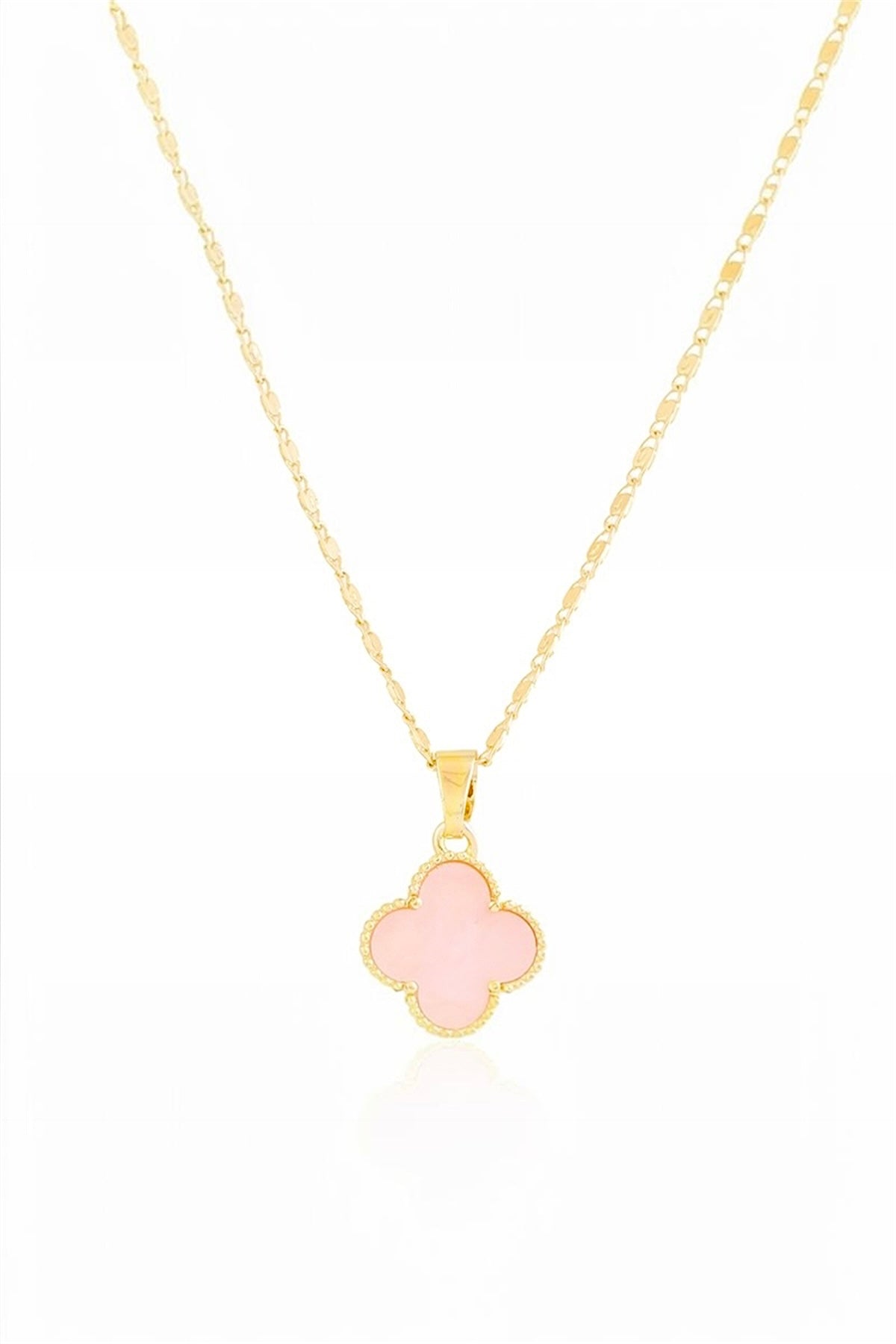 Pink Clover Necklace – 14K Gold Plated