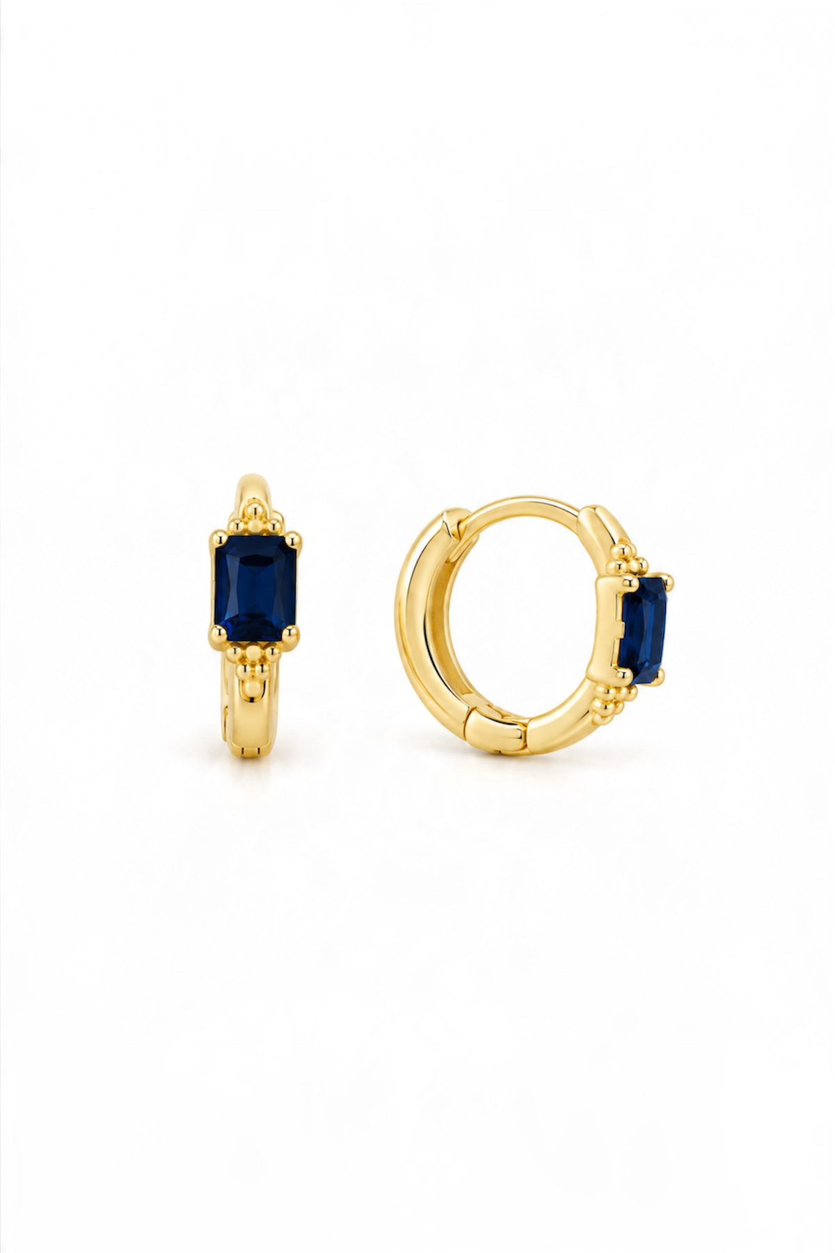Midnight Blue Gemstone Gold-Plated Huggie Hoop Earrings