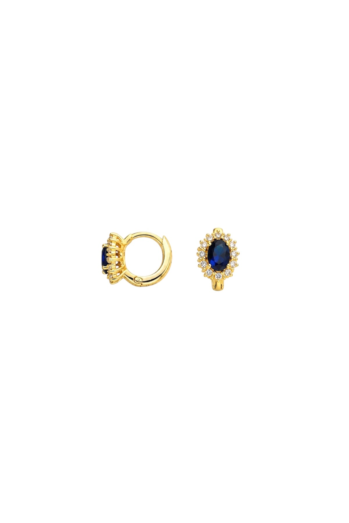 14K Gold-Plated Blue Stone Huggie Hoop Earrings
