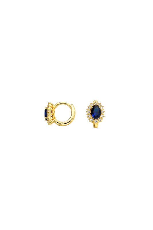 14K Gold-Plated Blue Stone Huggie Hoop Earrings