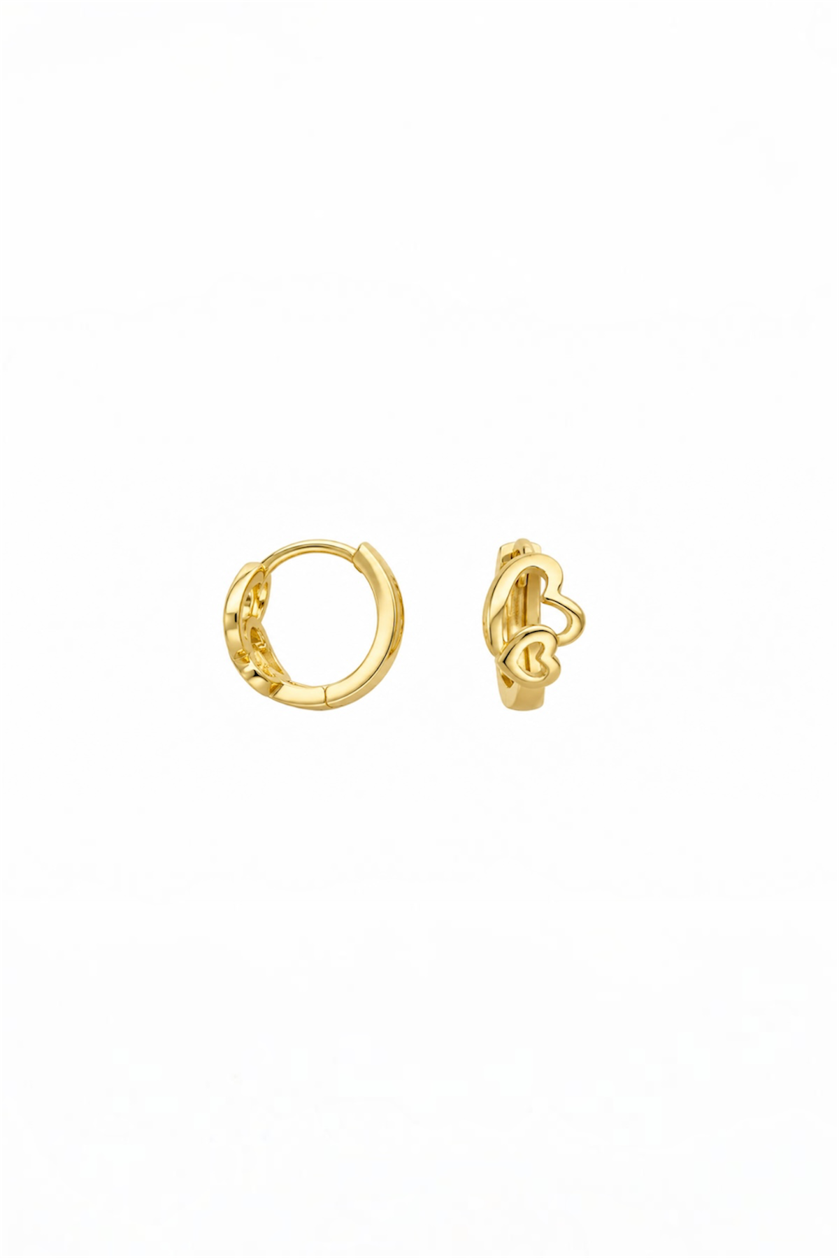 14K Gold-Plated Double Heart Huggie Earrings