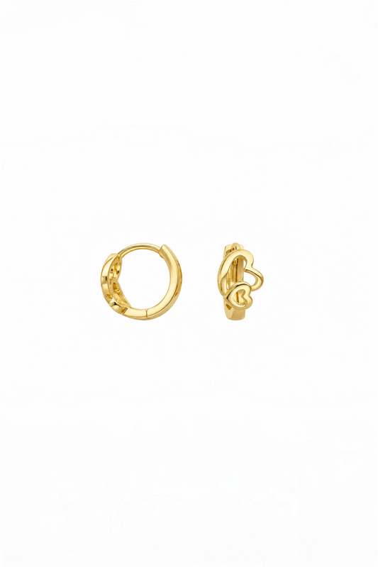 14K Gold-Plated Double Heart Huggie Earrings