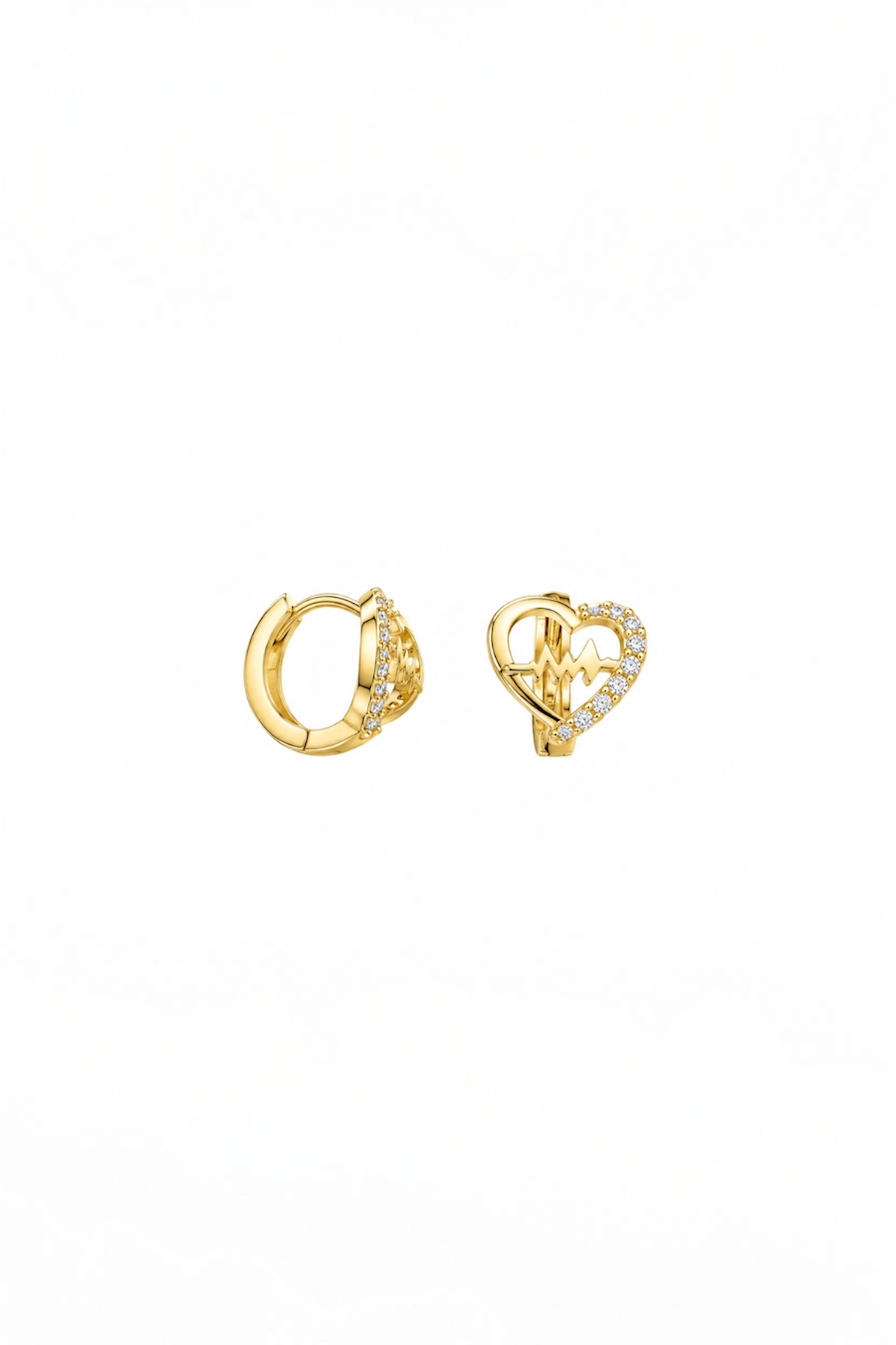 14K Gold Plated Lifeline Heart Huggie Earrings