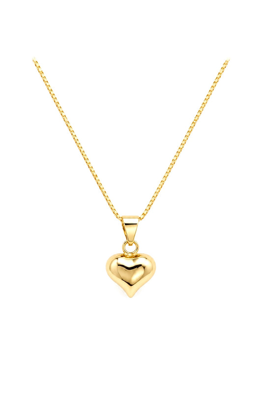 Puffy Heart Necklace – 14K Gold Plated Stainless Steel