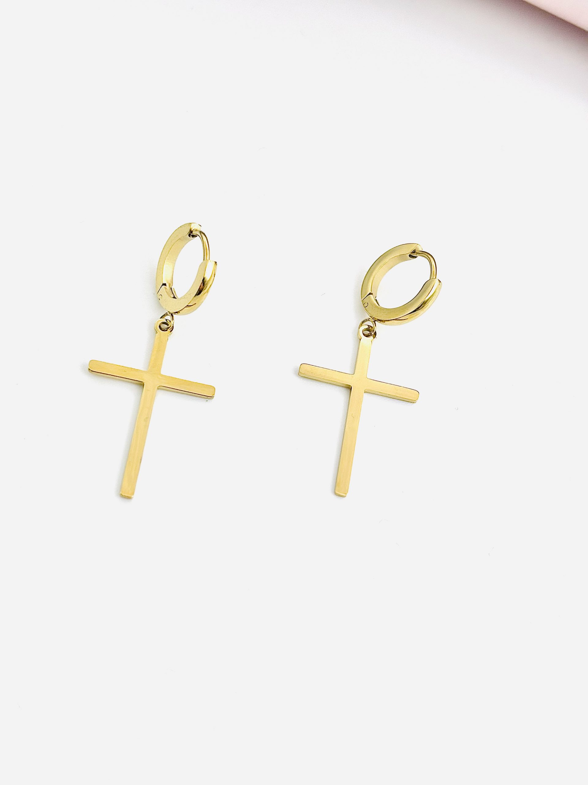 Cross Huggie Earrings