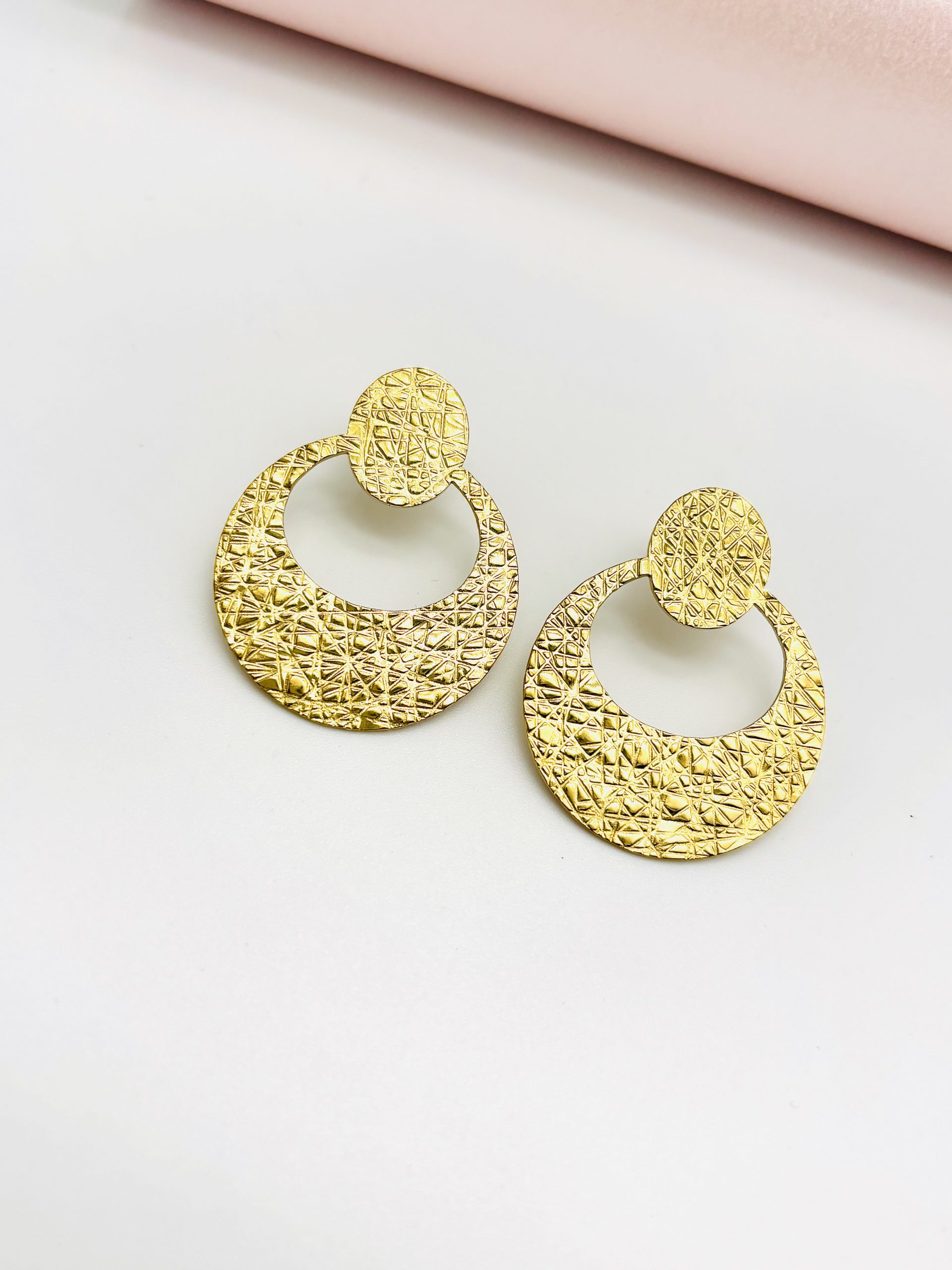 Circle Drop Hammered Earrings